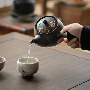 Side Handle Tea Pot, Hand-Painted